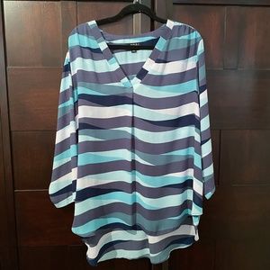 A.N.A • Striped V-Neck Long-Sleeved Blouse